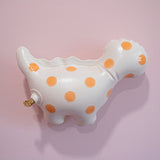 NEW Wall-Hanging Brontosaurus (Satin White with Creamsicle Polka Dots)