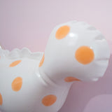 NEW Wall-Hanging Brontosaurus (Satin White with Creamsicle Polka Dots)