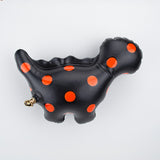 NEW Wall-Hanging Brontosaurus (Satin Black with Orange Polka Dots)