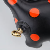 NEW Wall-Hanging Brontosaurus (Satin Black with Orange Polka Dots)
