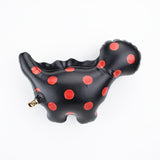 NEW Wall-Hanging Brontosaurus (Satin Black with Glossy Red Polka Dots)