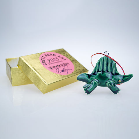 Emerald Green Mini-Dimetrodon Ornament