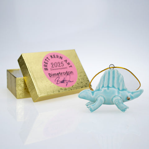 Celadon Mini-Dimetrodon Ornament