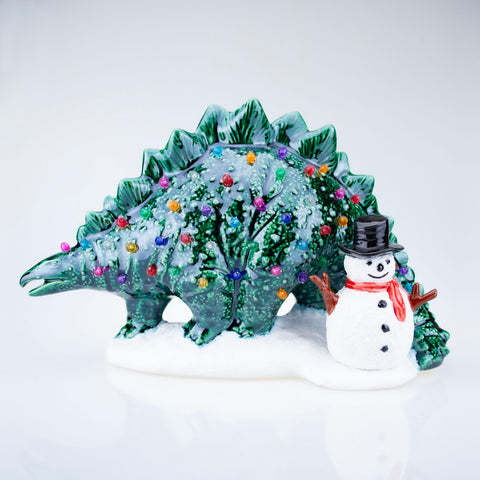 *PRE-ORDER* Stegosaurus classic ceramic "Xmas Tree" with Snowman